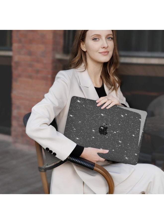 3 in 1 Compatible with MacBook Air 15 inch Case 2026--2023 Release M5 A3448/M4 A3241/ M3 A3114 /M2 A2941, Sparkly Glitter Plastic Hard Shell &Keyboard Cover& Screen Protector Black - Image 5